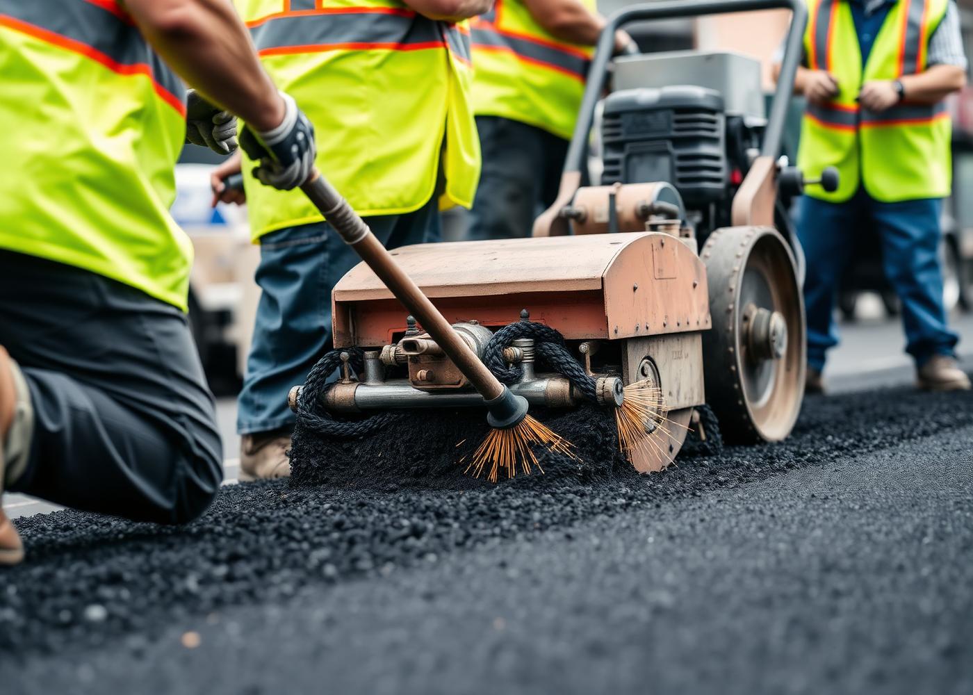 Njabulo Holdings crew laying hot-mix asphalt